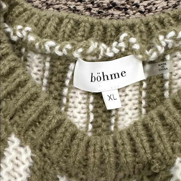 Bohme Striped Green and White Women's Sweater - Picture 2 of 4